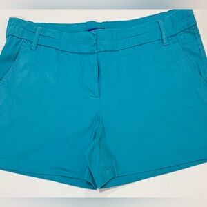Turquoise Shorts Womens Size 14 Stretch Casual Summer Blue Flat Front Mid Rise